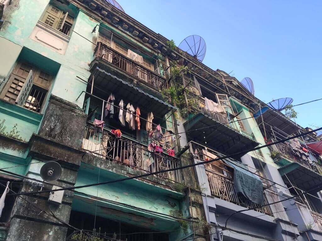 Un edificio de Yangon