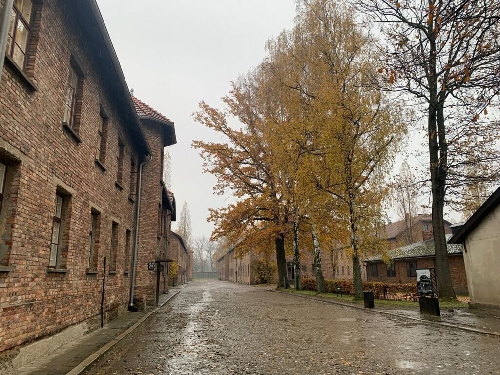 Una de las avenidas principales de Auschwitz