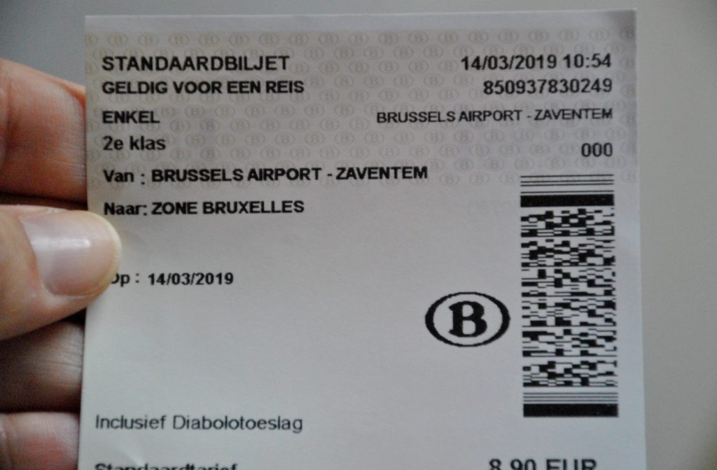 Billete de tren del aeropuerto de Zaventem al centro de Bruselas