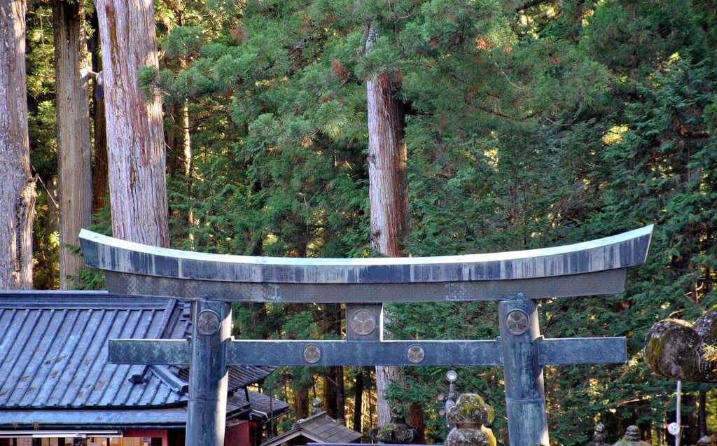 Torii de piedra. Interior del Santuario Toshogu