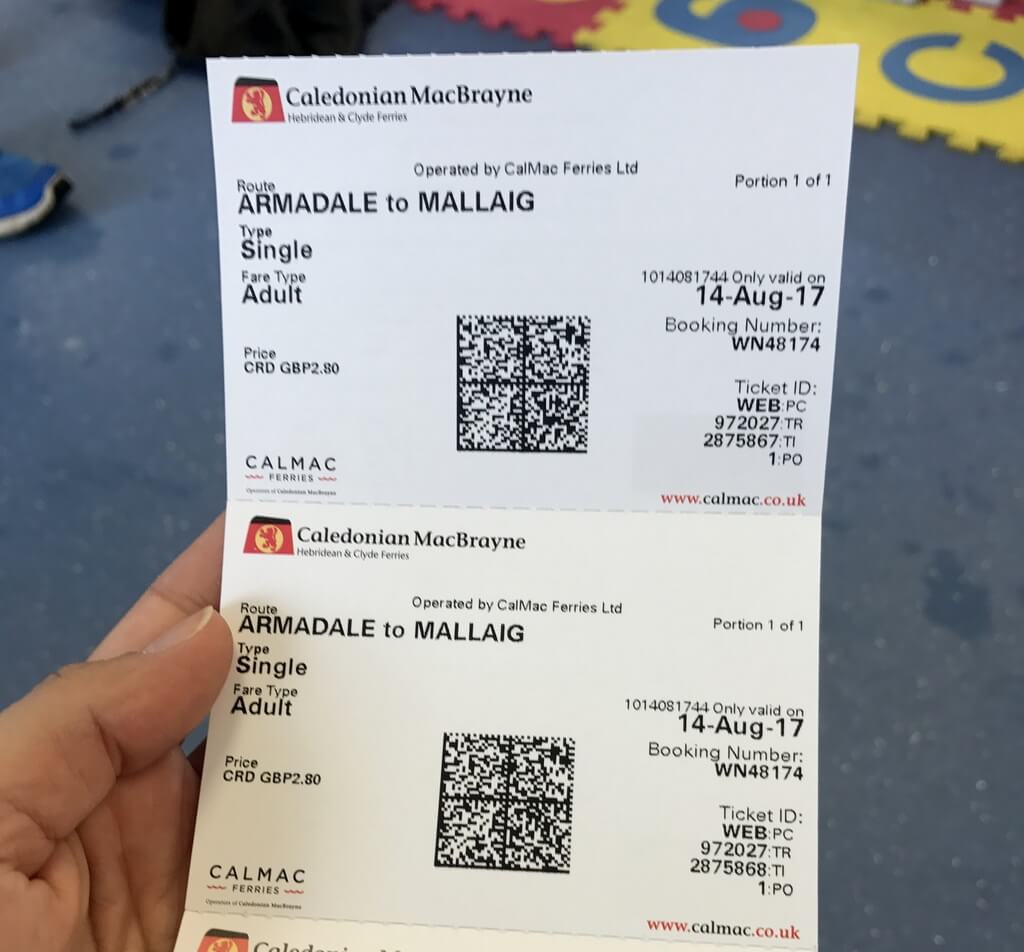 Billetes físicos del ferry Armadale-Mallaig