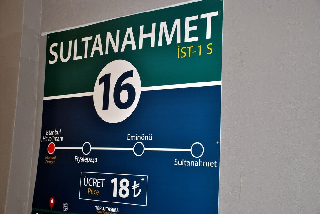 Panel indicativo destino Sultanahmet