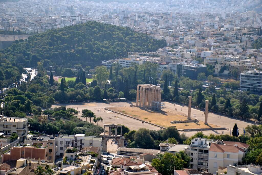 Templo Zeus Olímpico desde la Acrópolis