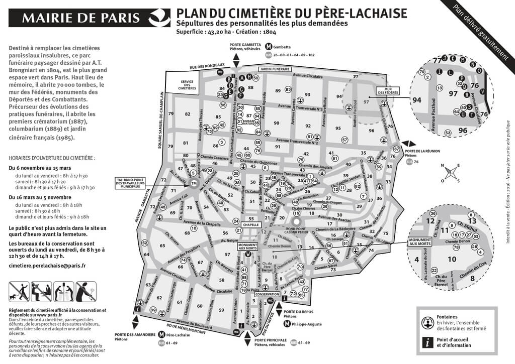 Plano del Cementerio Père Lachaise