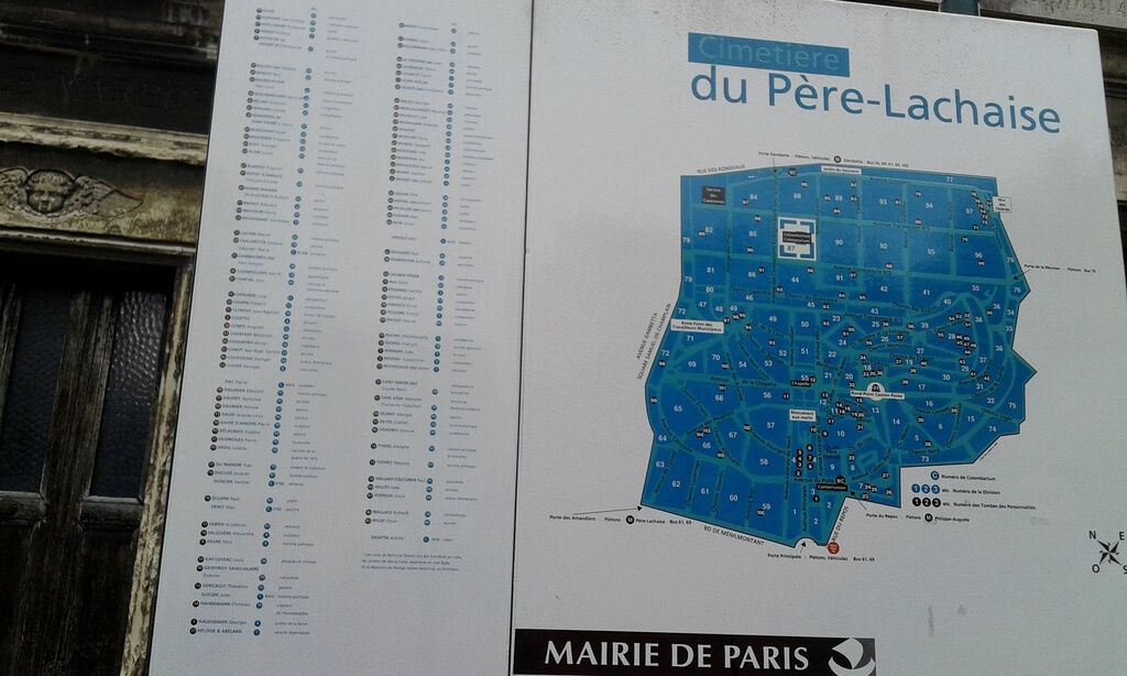 Plano del Cementerio Père Lachaise