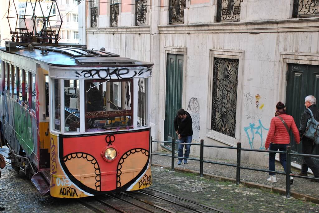 Elevador da Gloria, que conecta Baixa con el Bairro Alto